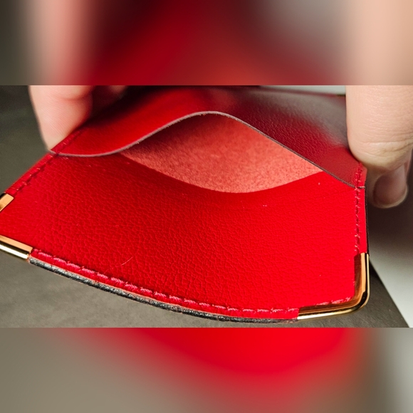 Rolex Vintage Calfskin Leather Card Wallet 3 Slot Red Gold Document Receipt ID - Picture 8 of 12